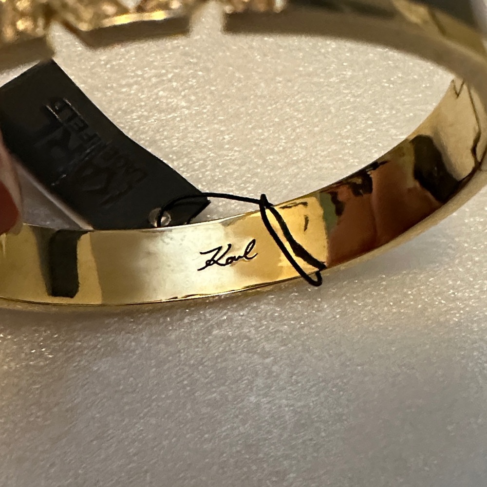Karl Lagerfeld made with Swarovski Crystal - Black and Gold Bangle Bracelet - Picture 3 of 6